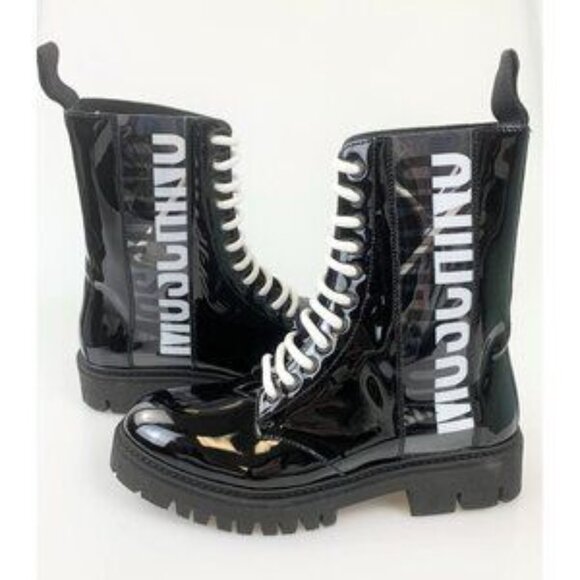 NIB Authentic Moschino PVC Logo Boots - Picture 11 of 13